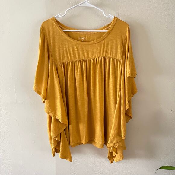 Wonderly Ruffle Side trim Top Womens 4X Gold Casual Jersey Knit Feminine Soft - Picture 1 of 10